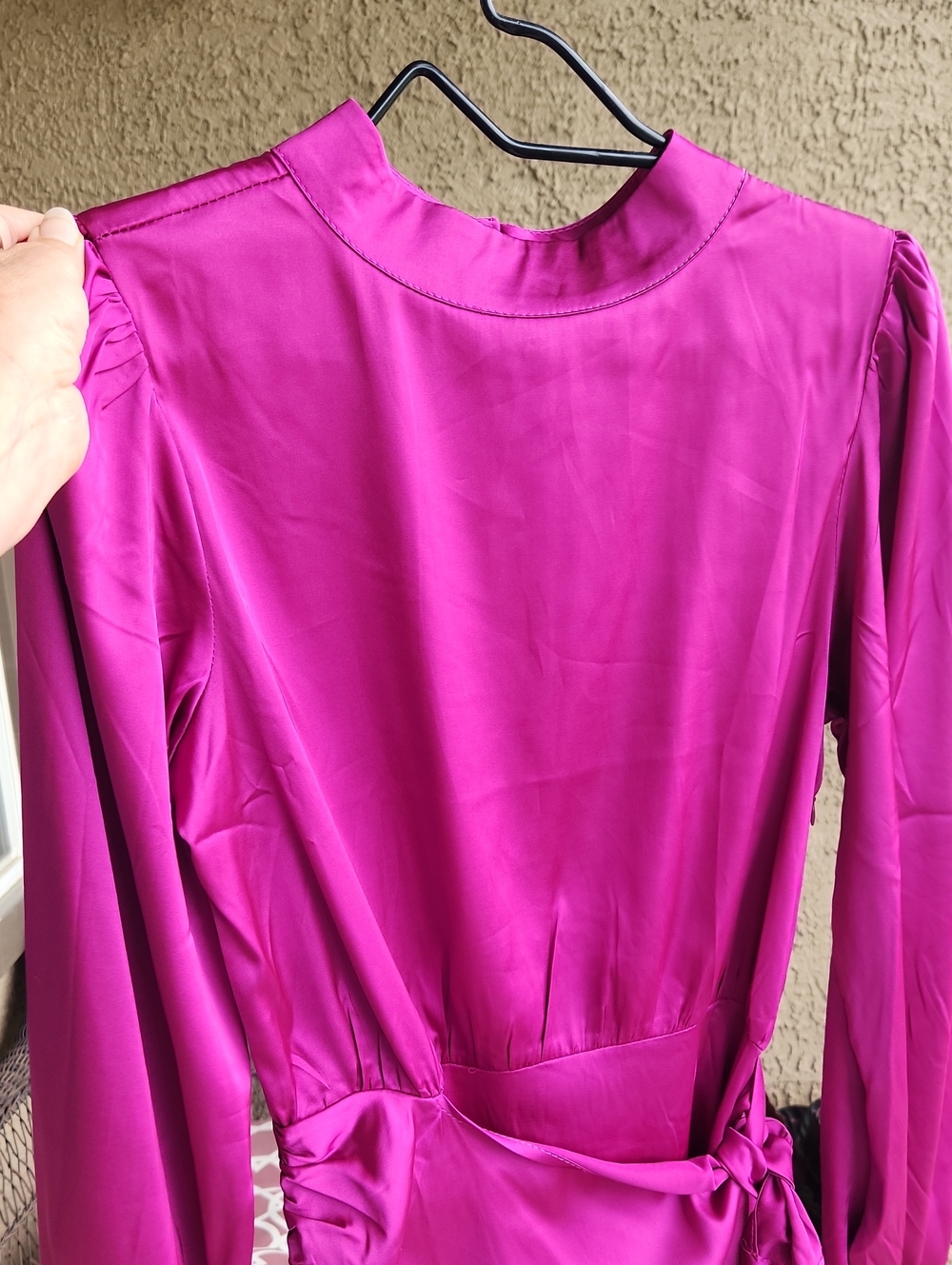 NWT Glam Fuchsia Long-Sleeve Wrap Waist Dress